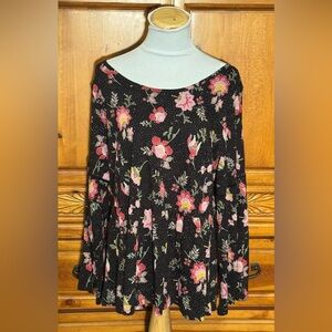 True Craft Black and Pink Floral Blouse